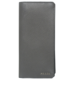 Prada Logo Flap Wallet, Saffiano, Grey, 85M, 3